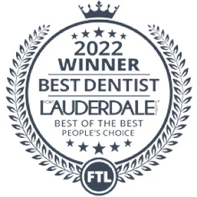 2022 Winner Best Dentist Lauderdale Award Badge with Crown and Laurel Wreath
