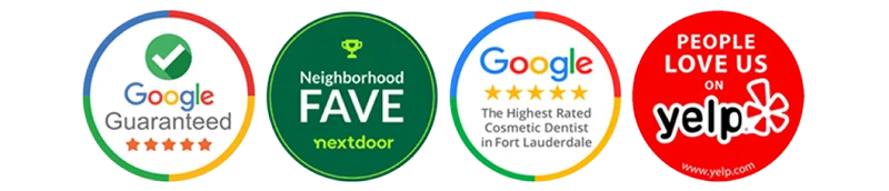 Google Guaranteed, Angie's List Fave, Google 5-star reviews, and Yelp badges for home services